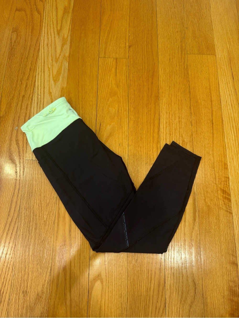 Ivivva Black Leggings with Mint Green Waistband